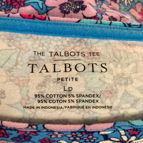 The Talbots Tee Shirt Petite 3/4 Sleeve Length Floral Design Soft Stretch SZ Lp - Picture 7 of 8